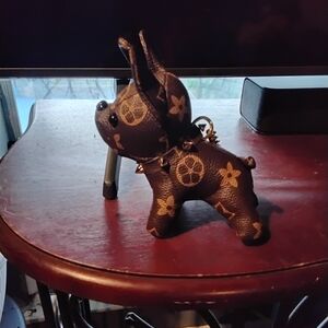 Brown and Gold Dog-Shaped Keychain